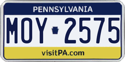 PA license plate MOY2575