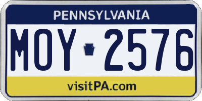 PA license plate MOY2576