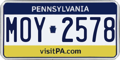 PA license plate MOY2578