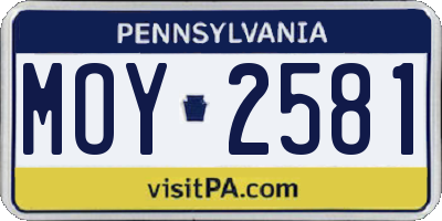 PA license plate MOY2581