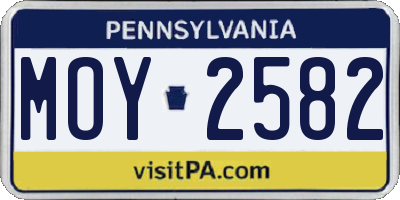 PA license plate MOY2582