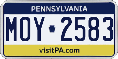 PA license plate MOY2583