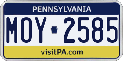 PA license plate MOY2585