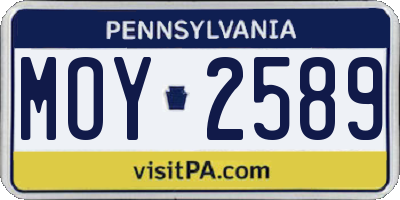 PA license plate MOY2589