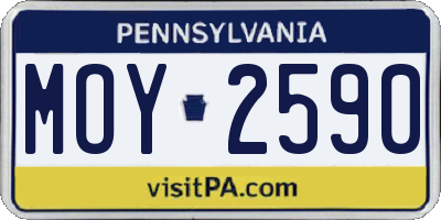 PA license plate MOY2590