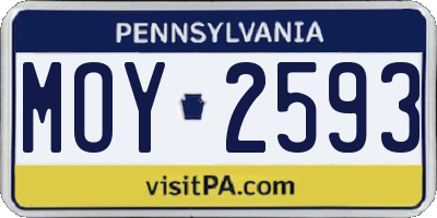 PA license plate MOY2593