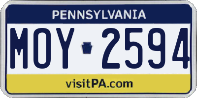 PA license plate MOY2594