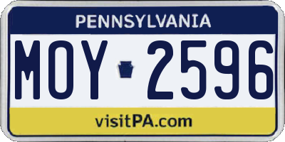 PA license plate MOY2596