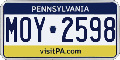 PA license plate MOY2598