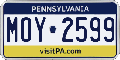 PA license plate MOY2599