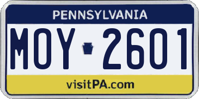 PA license plate MOY2601