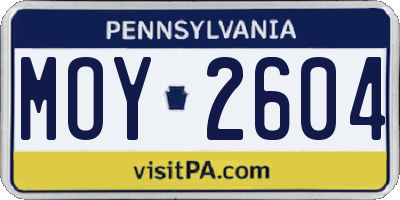 PA license plate MOY2604