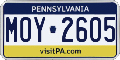 PA license plate MOY2605
