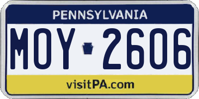 PA license plate MOY2606