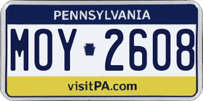 PA license plate MOY2608