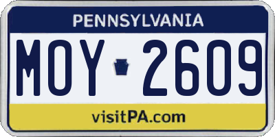 PA license plate MOY2609