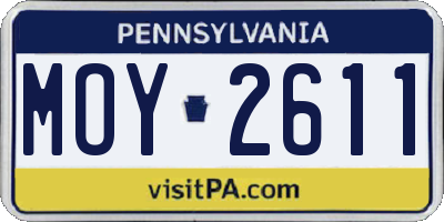 PA license plate MOY2611