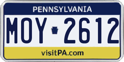PA license plate MOY2612