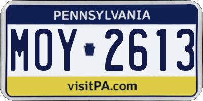 PA license plate MOY2613