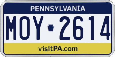 PA license plate MOY2614