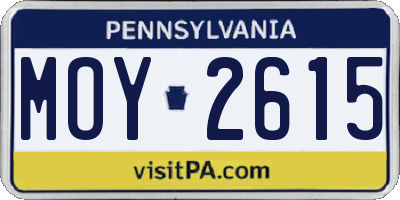 PA license plate MOY2615