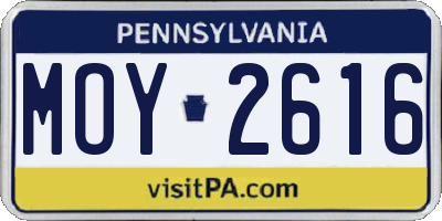 PA license plate MOY2616