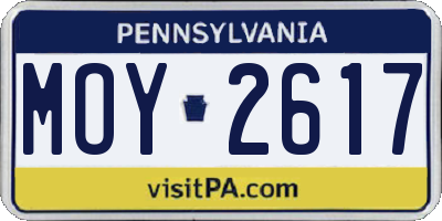 PA license plate MOY2617