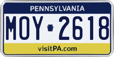 PA license plate MOY2618