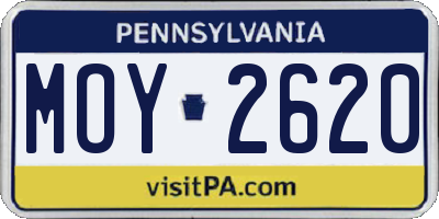 PA license plate MOY2620