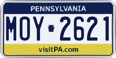 PA license plate MOY2621