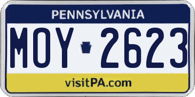 PA license plate MOY2623