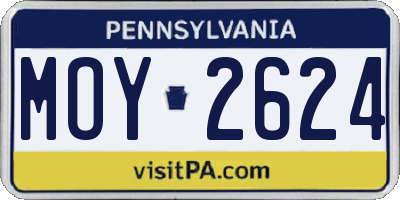 PA license plate MOY2624