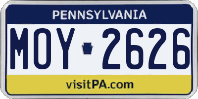 PA license plate MOY2626