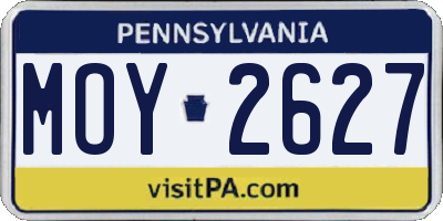 PA license plate MOY2627