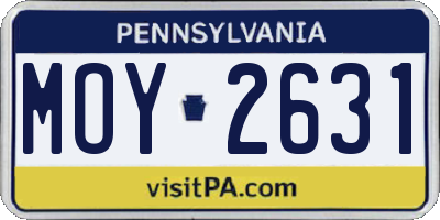 PA license plate MOY2631