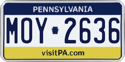 PA license plate MOY2636
