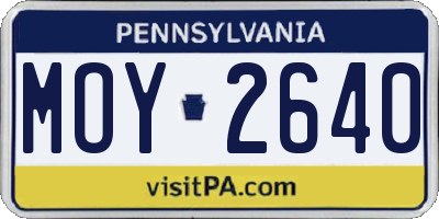 PA license plate MOY2640