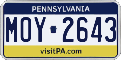 PA license plate MOY2643