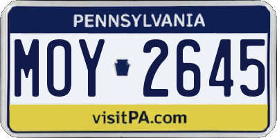 PA license plate MOY2645