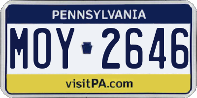 PA license plate MOY2646