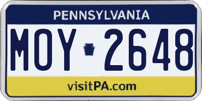 PA license plate MOY2648