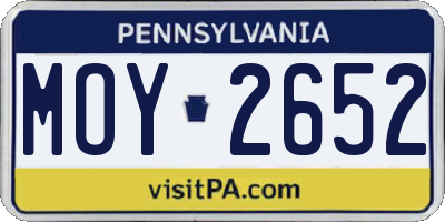 PA license plate MOY2652
