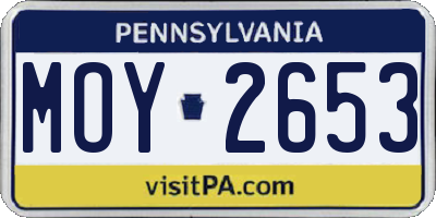 PA license plate MOY2653