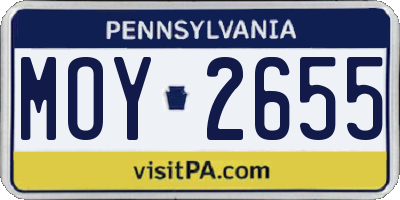 PA license plate MOY2655