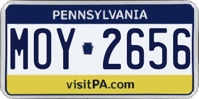 PA license plate MOY2656