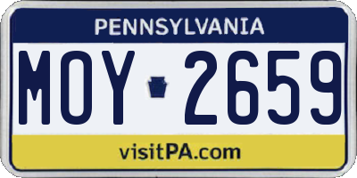 PA license plate MOY2659