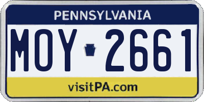 PA license plate MOY2661