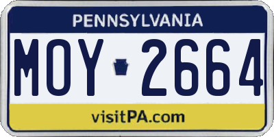 PA license plate MOY2664