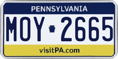 PA license plate MOY2665