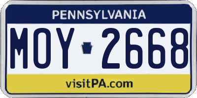 PA license plate MOY2668